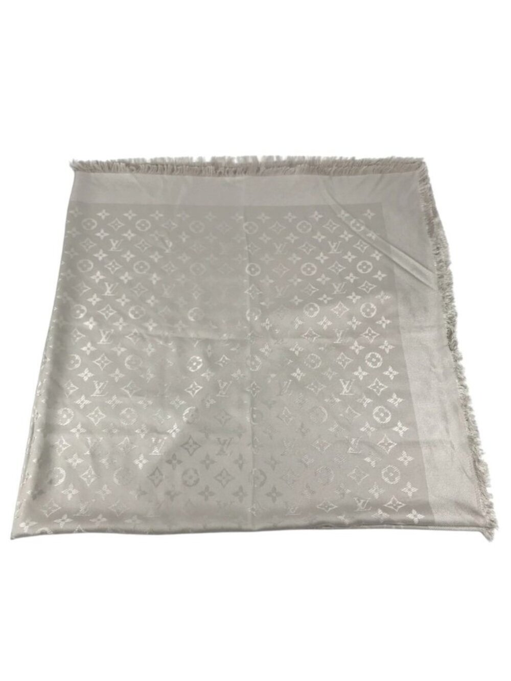 Louis Vuitton Shawl Monogram Silk Beige Scarf